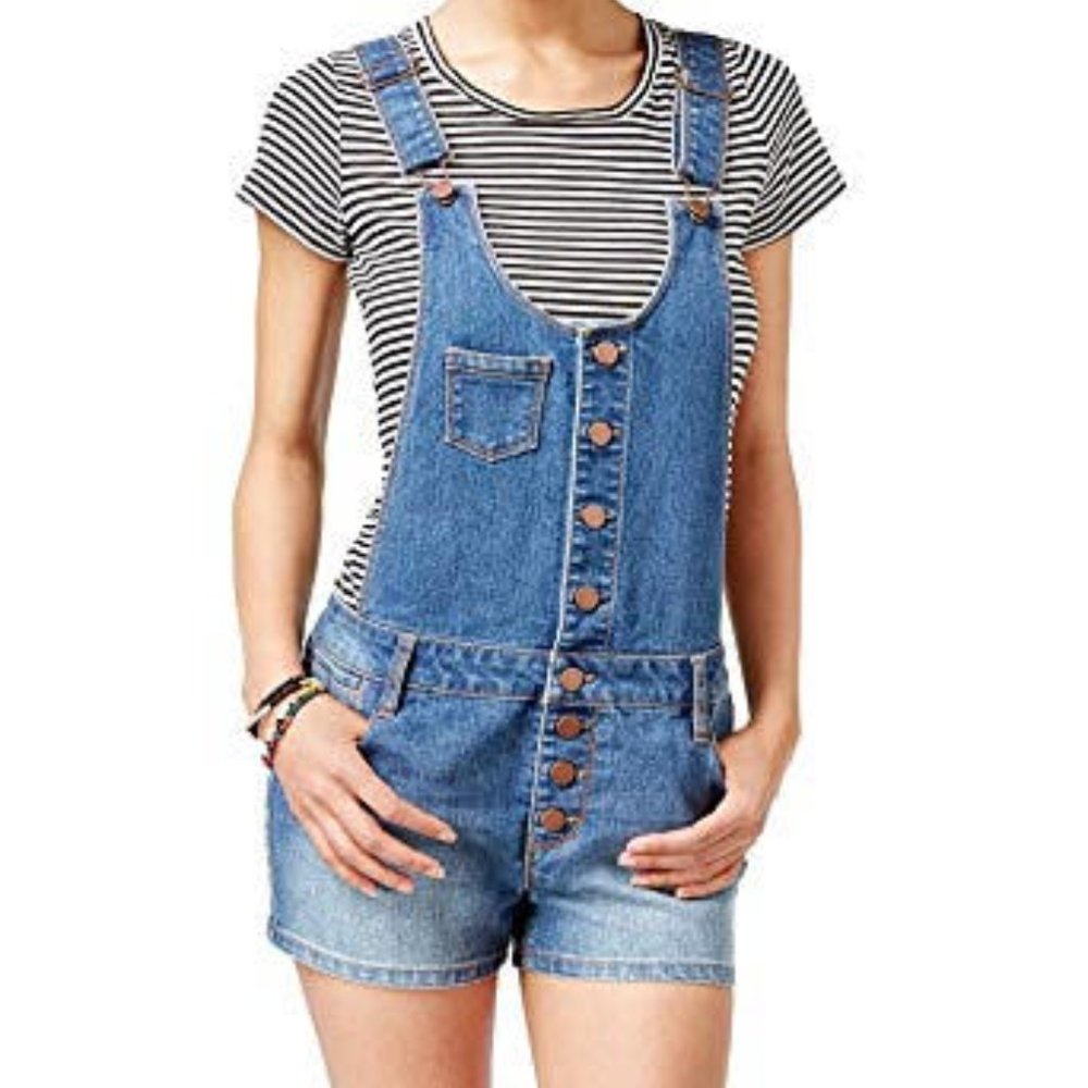 Tinseltown Jean Romper with botton down front